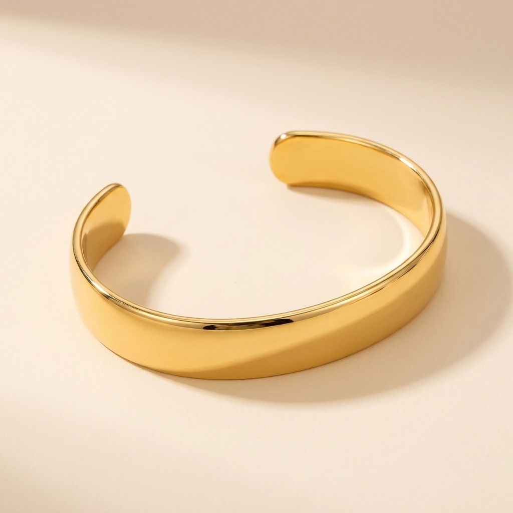Smooth Cuff Bangle Bracelet – Gold Silver Open Cuff Stainless Steel Bracelet for Women