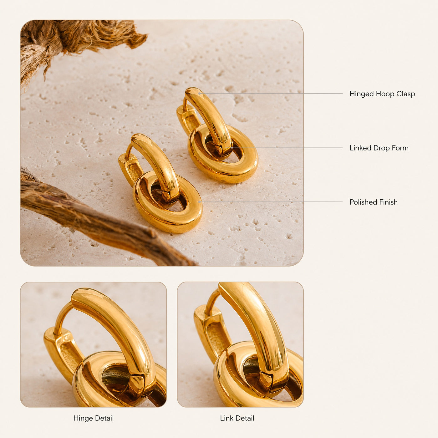Double Hoop Drop Earrings – Gold Silver Chunky Oval Link Dangle Earrings for Women
