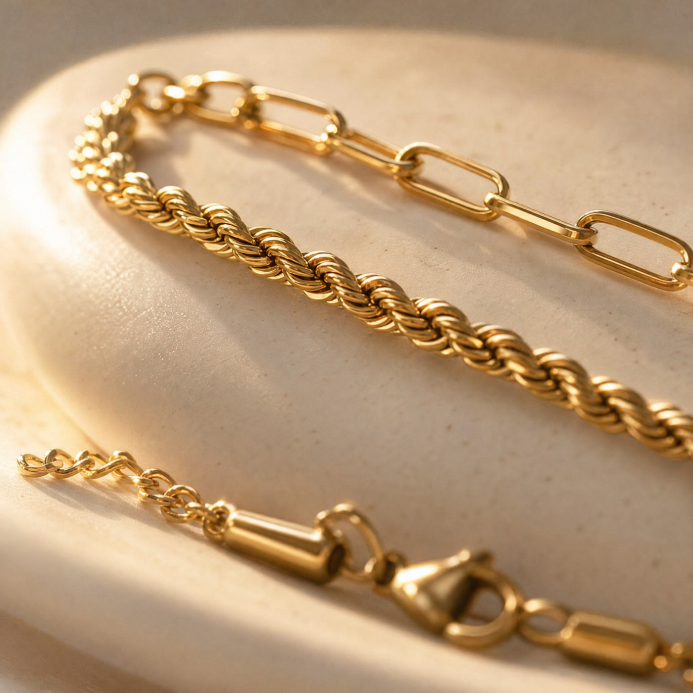Gold & Silver Chain Bracelet Set – Dainty Layering Stainless Steel Bracelets for Women
