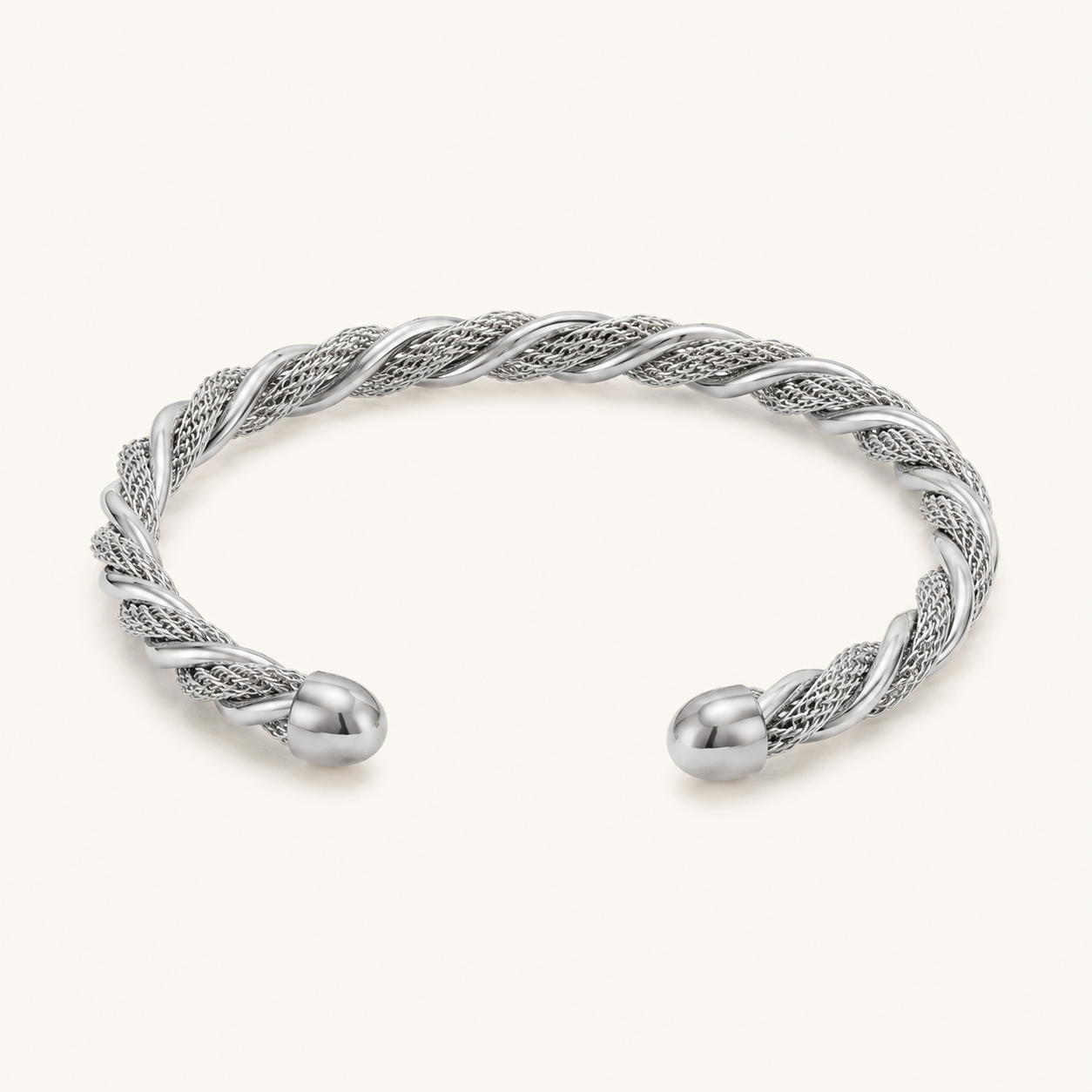 Twisted Mesh Cuff Bracelet – Open Bangle Gold Silver Woven Texture Statement Gift