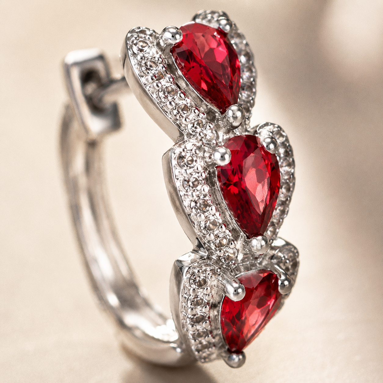 Silver Pavé Heart Hoop Earrings – CZ Crystal Huggie Hoops, Elegant Gift for Her