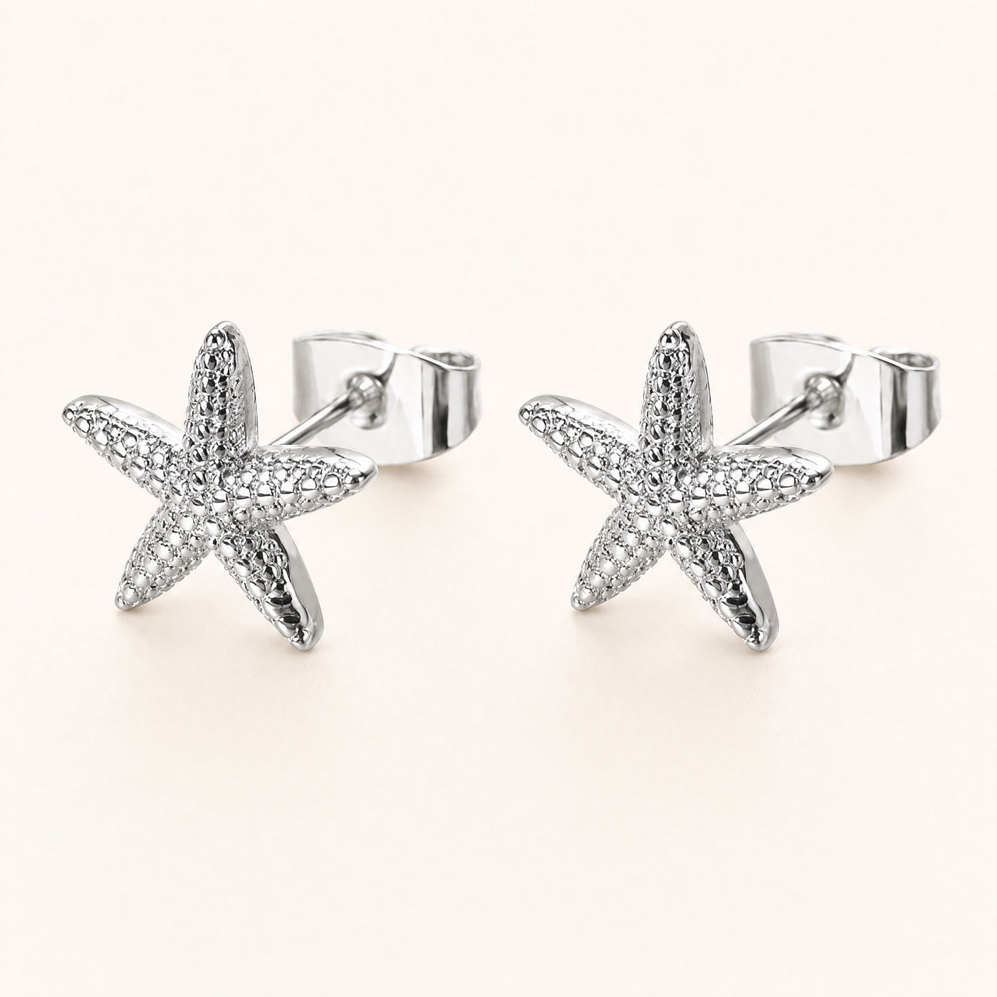 Starfish Stud Earrings – Dainty Gold Silver Textured Sea Star Earrings, Gift for Her