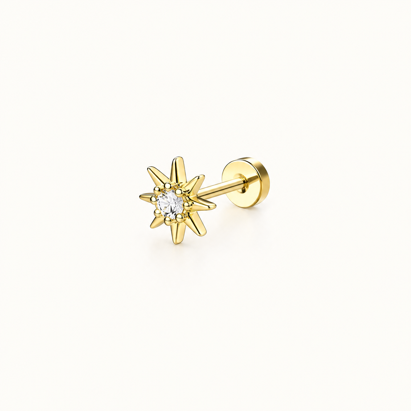 Gold Flat Back Stud Earring – Dainty Cartilage Stainless Steel Earring for Sensitive Ears