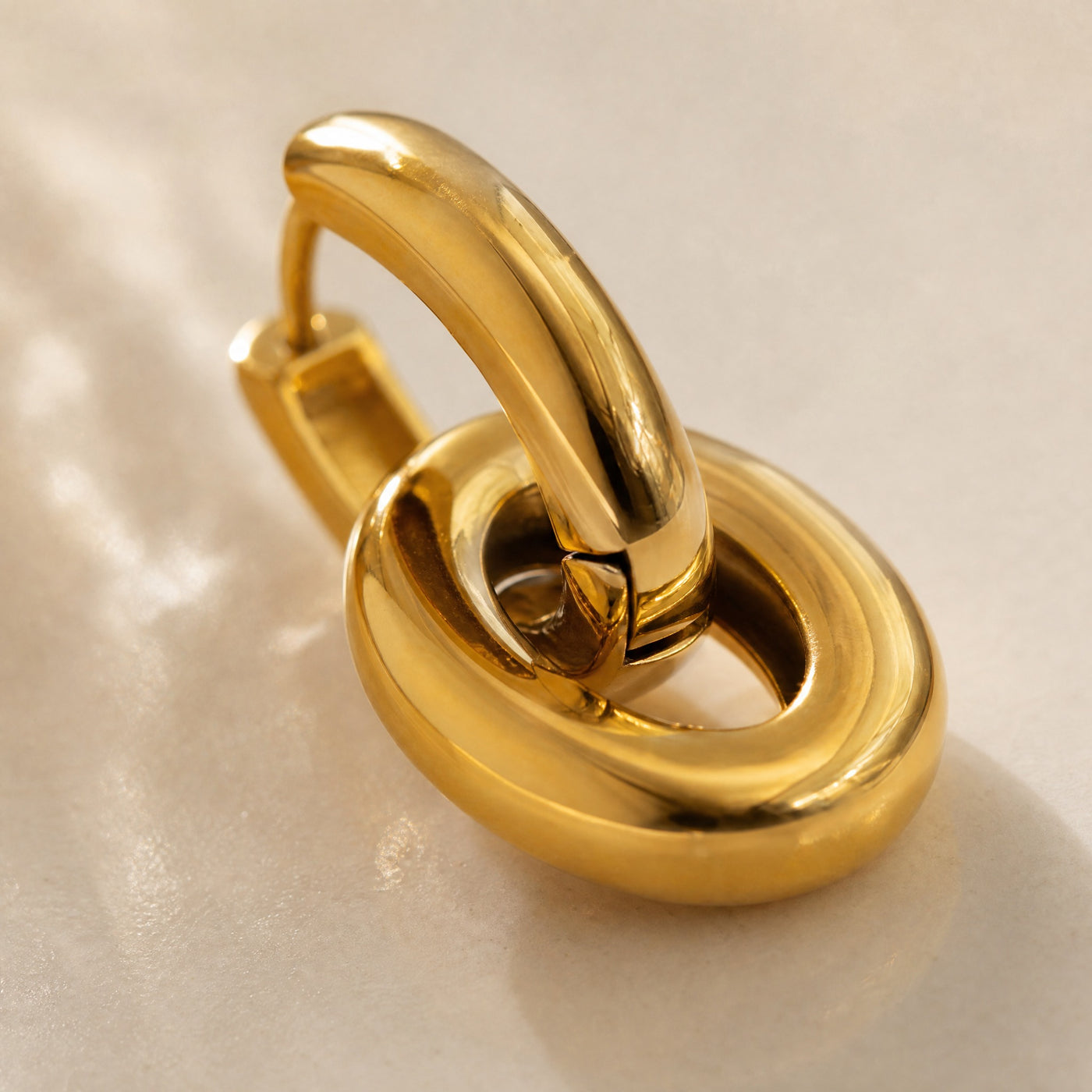 Double Hoop Drop Earrings – Gold Silver Chunky Oval Link Dangle Earrings for Women