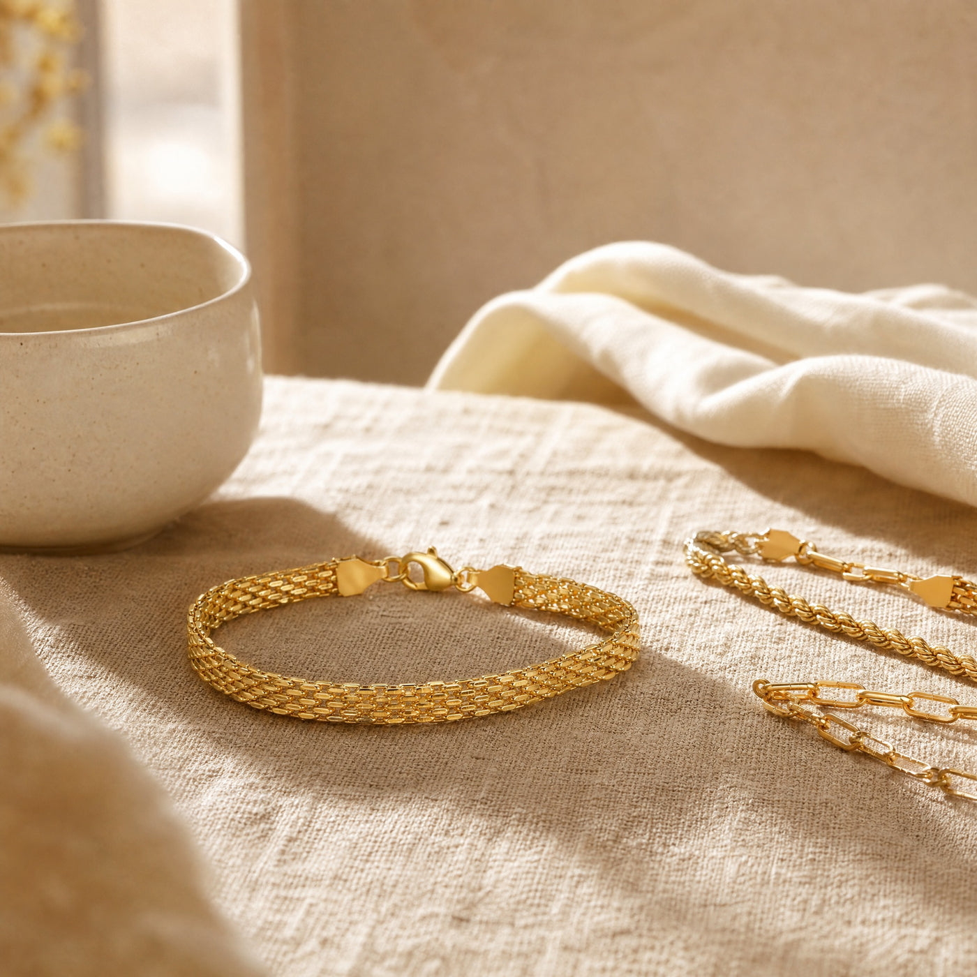 Gold Chain Link Bracelet-Plated Stainless Steel Bracelet, Gift for Her