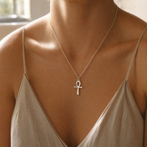 Ankh Cross Necklace – Egyptian Key of Life Symbol Pendant, Gold or Silver Gift